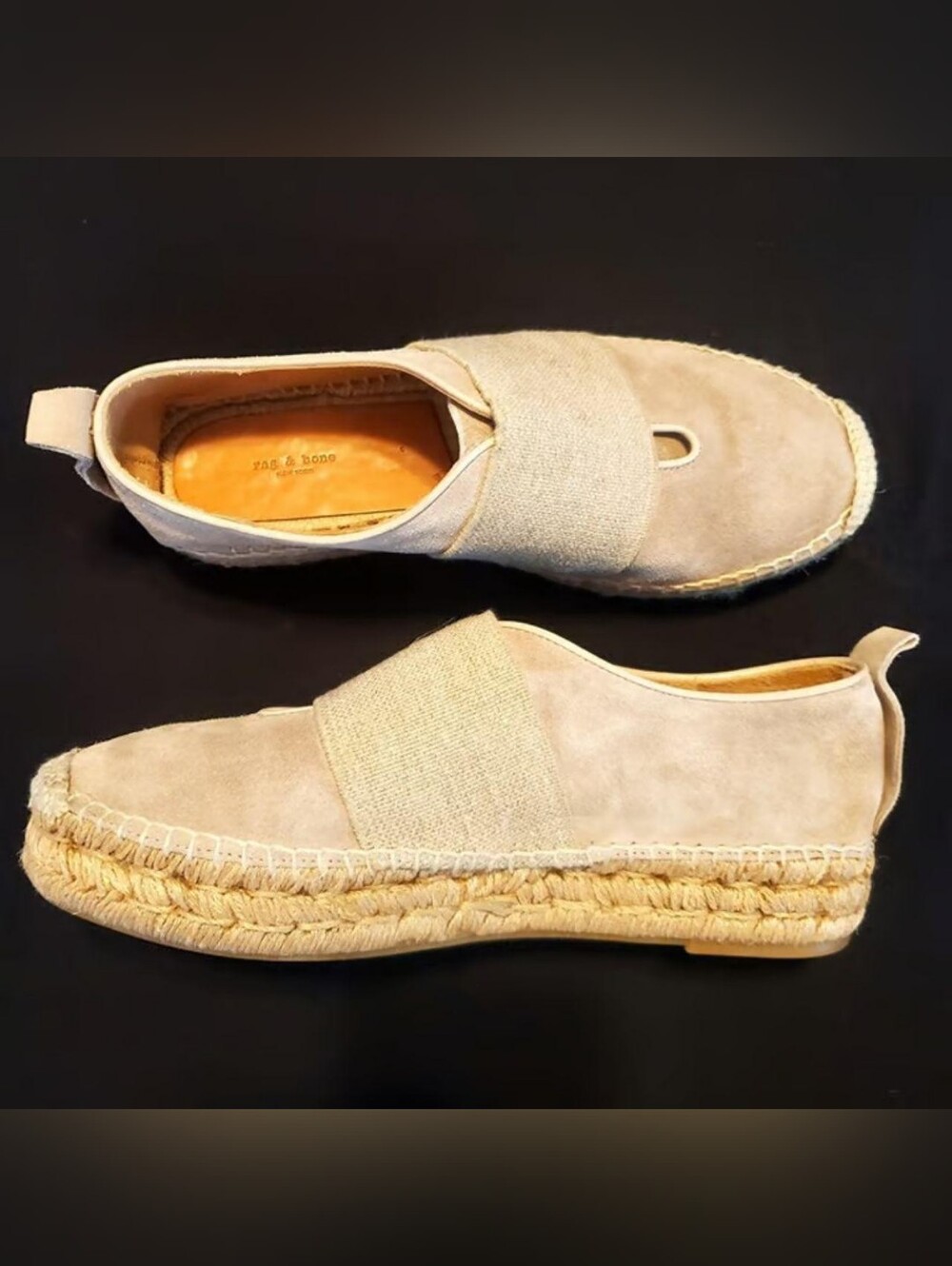 Rag & Bone Nina Suede Platform Espadrilles Smoke Bone Sz 39.5 / 9